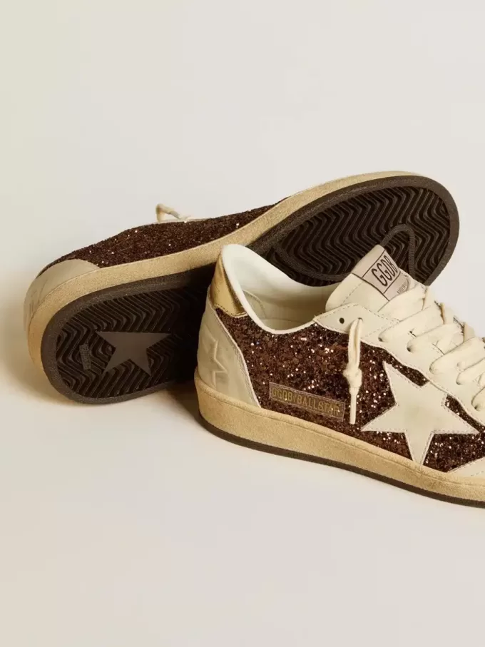 Ball Star voor dames in glitter met leren ster en metallic leren hielstuk