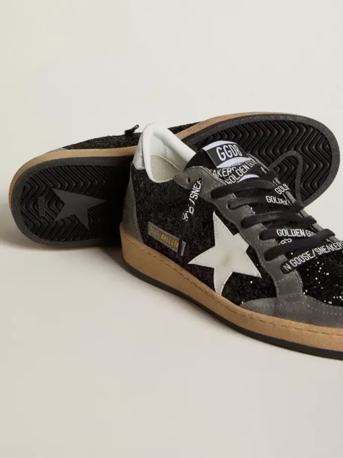 Ball Star voor dames in glitter met leren ster en metallic leren hielstuk