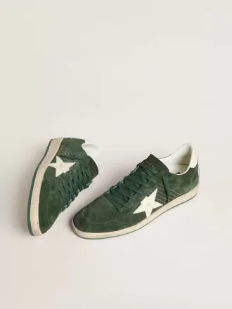 Ball Star voor dames in groen suède met witte leren ster en hielstuk