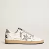 Ball Star voor dames in nappa met witte ster en glitter hielstuk