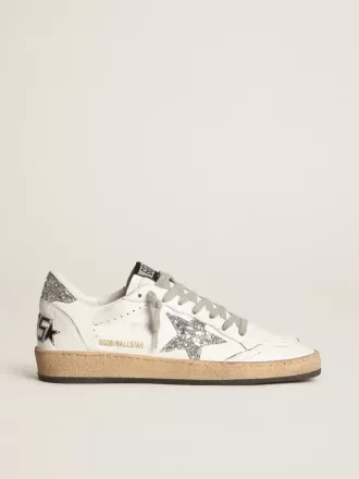 Ball Star voor dames in nappa met witte ster en glitter hielstuk
