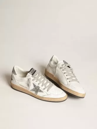 Ball Star voor dames in nappa met witte ster en glitter hielstuk