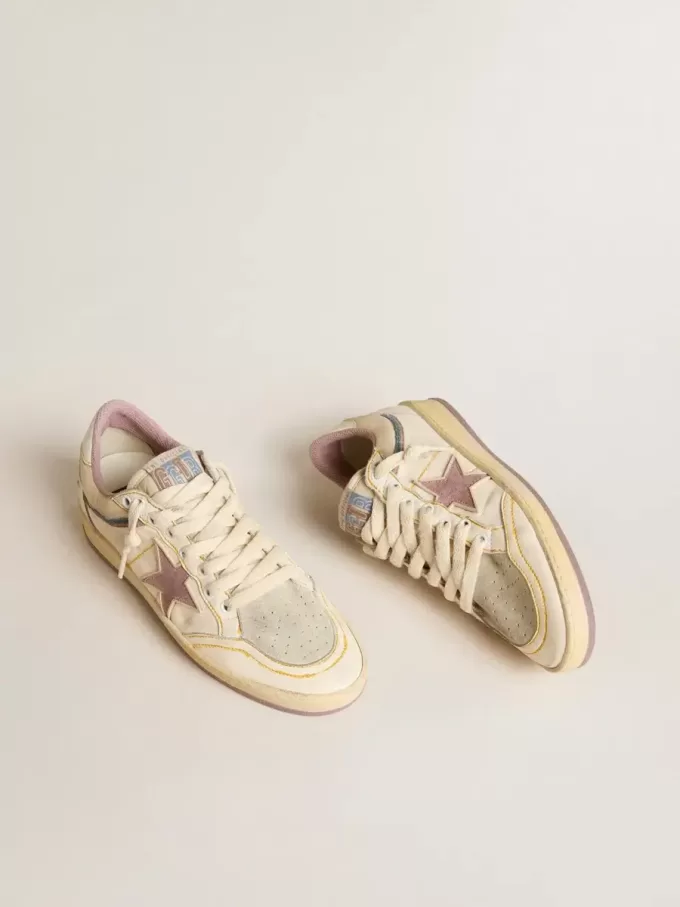 Ball Star voor dames in nappaleer met mauve TPU-ster en leren hielstuk