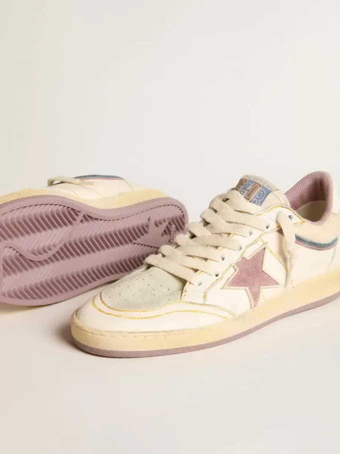 Ball Star voor dames in nappaleer met mauve TPU-ster en leren hielstuk