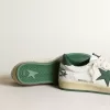 Ball Star voor dames in wit nappaleer met groene leren ster en hielstuk