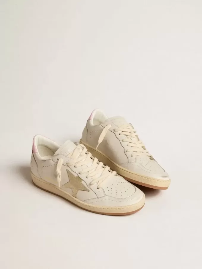 Ball Star voor dames met gouden leren ster en roze leren hielstuk