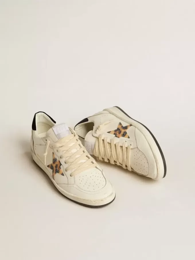 Ball Star voor dames met luipaardprintster versierd met Swarovski-kristal