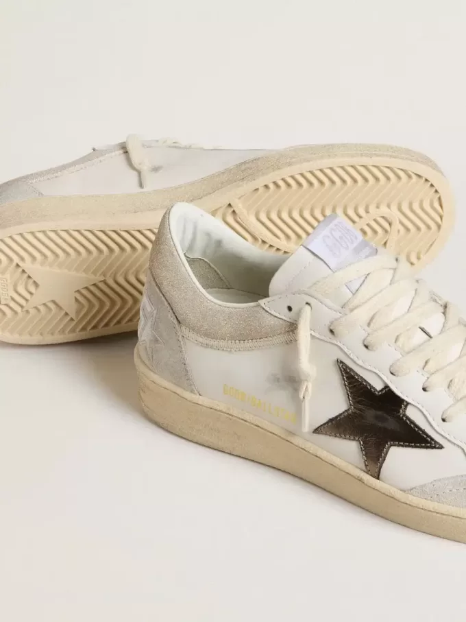 Ball Star voor dames met metallic leren ster en glanzende leren hielband