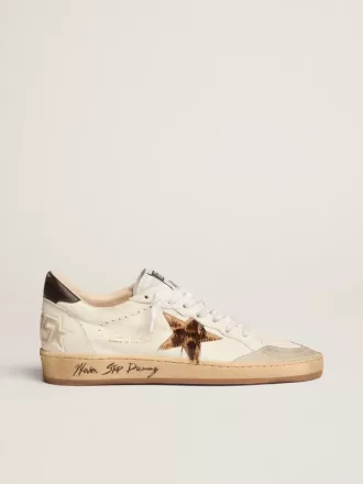 Ball Star voor dames met ster van ponyhuid met luipaardprint en zwarte hielband