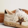 Ball Star voor dames met ster van ponyhuid met luipaardprint en zwarte hielband