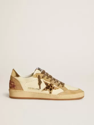 Ball Star voor dames van nappa en suède met ponyhuidster en metallic hiellip