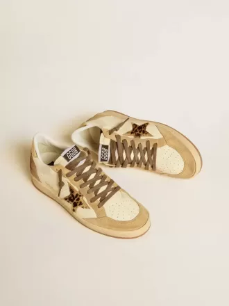 Ball Star voor dames van nappa en suède met ponyhuidster en metallic hiellip