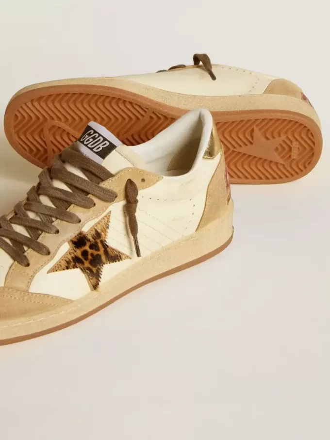 Ball Star voor dames van nappa en suède met ponyhuidster en metallic hiellip