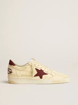 Ball Star voor heren in beige nappa met bordeauxrode mesh ster en hielstuk