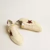 Ball Star voor heren in beige nappa met bordeauxrode mesh ster en hielstuk