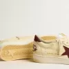 Ball Star voor heren in beige nappa met bordeauxrode mesh ster en hielstuk