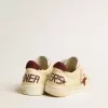 Ball Star voor heren in beige nappa met bordeauxrode mesh ster en hielstuk