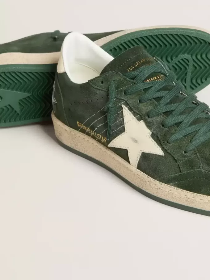 Ball Star voor heren in groen suède met witte leren ster en hielstuk