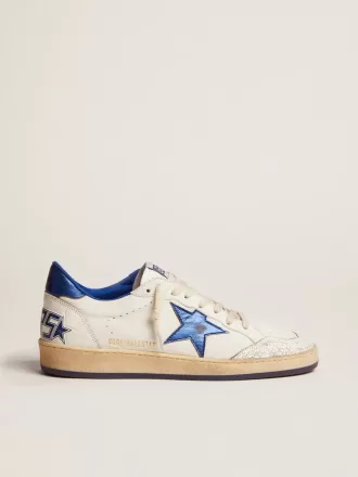 Ball Star voor heren in wit nappa met blauwe ster en hielstuk