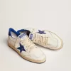 Ball Star voor heren in wit nappa met blauwe ster en hielstuk