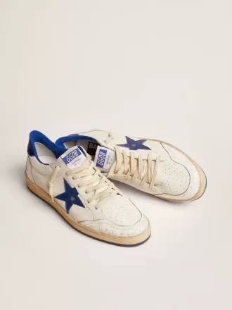Ball Star voor heren in wit nappa met blauwe ster en hielstuk
