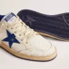 Ball Star voor heren in wit nappa met blauwe ster en hielstuk