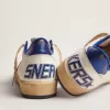 Ball Star voor heren in wit nappa met blauwe ster en hielstuk