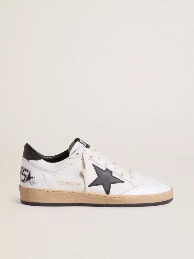 Ball Star voor heren in wit nappa met zwarte ster