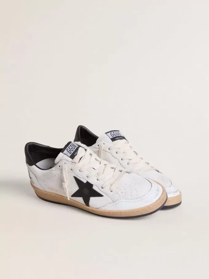 Ball Star voor heren in wit nappa met zwarte ster