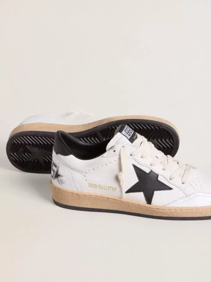 Ball Star voor heren in wit nappa met zwarte ster