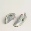 Ball Star voor heren in zilverkleurig nylon met groene leren ster en hielstuk