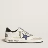 Ball Star voor heren van nappaleer met leren ster en metallic leren hielstuk