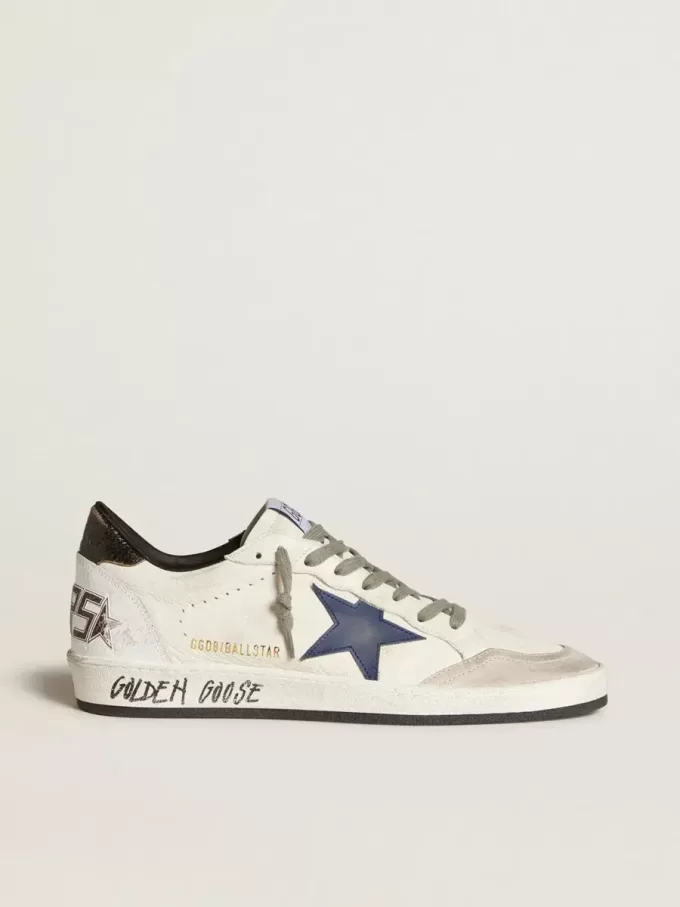 Ball Star voor heren van nappaleer met leren ster en metallic leren hielstuk