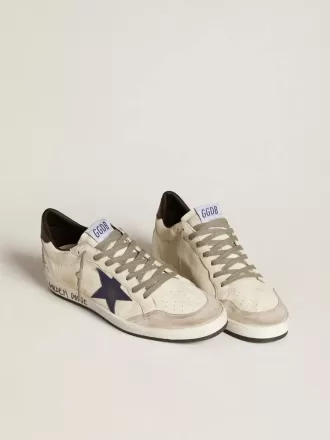 Ball Star voor heren van nappaleer met leren ster en metallic leren hielstuk