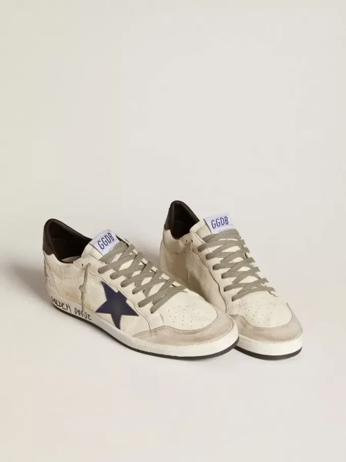 Ball Star voor heren van nappaleer met leren ster en metallic leren hielstuk