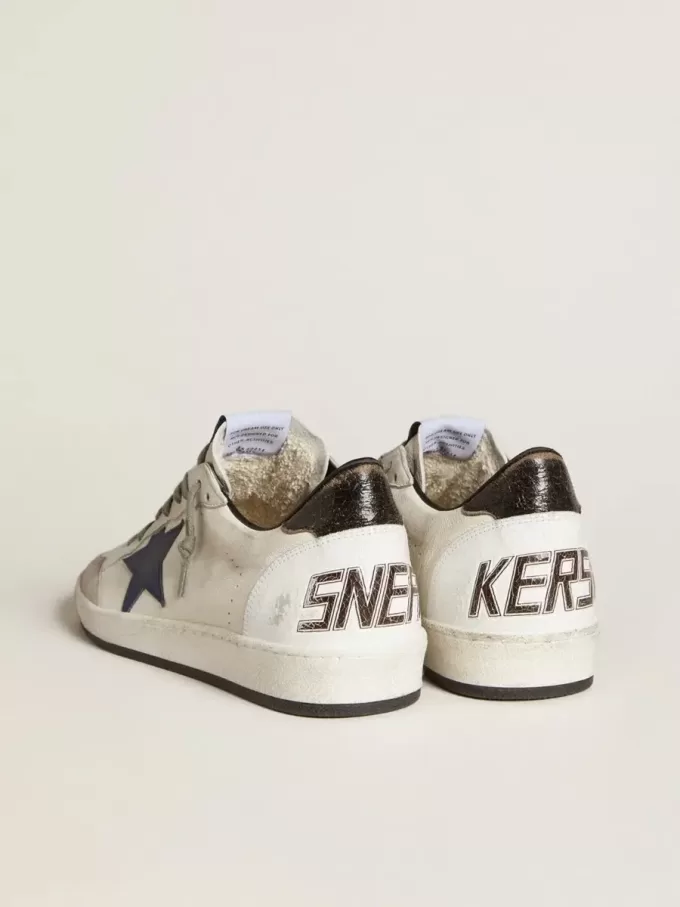 Ball Star voor heren van nappaleer met leren ster en metallic leren hielstuk