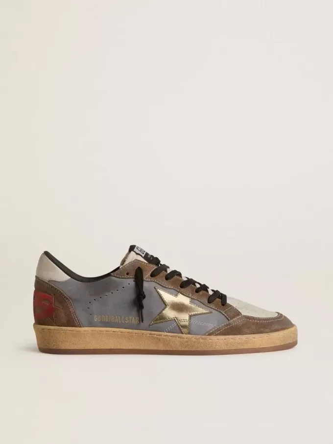 Ball Star voor heren van nubuck en suède met gouden metallic ster