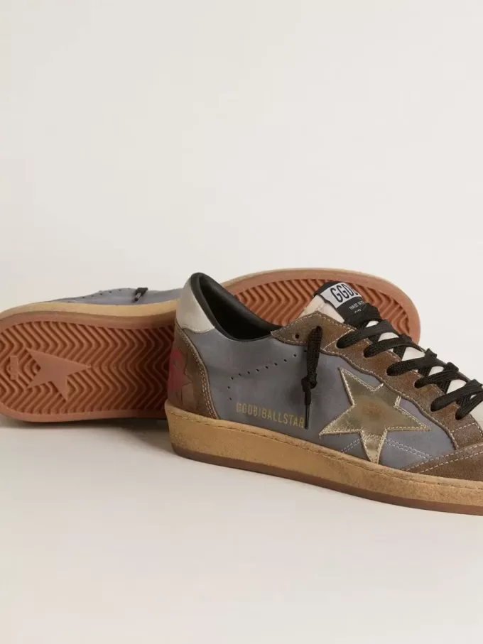 Ball Star voor heren van nubuck en suède met gouden metallic ster