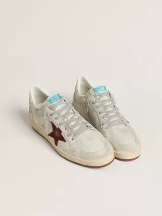 Ball Star voor heren van nubuck met krokodillenprint en bordeauxrode suède ster