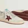 Ball Star voor heren van nubuck met krokodillenprint en bordeauxrode suède ster