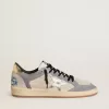 Ball Star voor heren van suède en nubuck met zilverkleurige metallic leren ster en goudkleurige metallic leren hielstuk