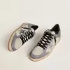 Ball Star voor heren van suède en nubuck met zilverkleurige metallic leren ster en goudkleurige metallic leren hielstuk