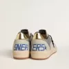 Ball Star voor heren van suède en nubuck met zilverkleurige metallic leren ster en goudkleurige metallic leren hielstuk