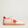 Ball Star Wishes voor dames in wit leer met een rode ster en hielbandje
