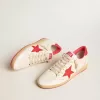 Ball Star Wishes voor dames in wit leer met een rode ster en hielbandje