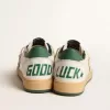 Ball Star Wishes voor dames in wit nappaleer met groene leren ster en hielstuk