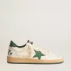 Ball Star Wishes voor dames in wit nappaleer met groene leren ster en hielstuk