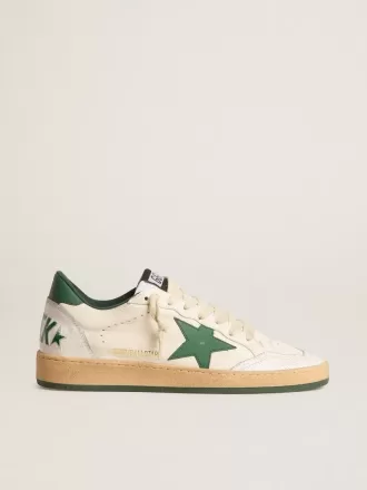Ball Star Wishes voor dames in wit nappaleer met groene leren ster en hielstuk