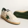 Ball Star Wishes voor dames in wit nappaleer met groene leren ster en hielstuk