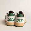 Ball Star Wishes voor heren in wit nappaleer met groene leren ster en hielstuk